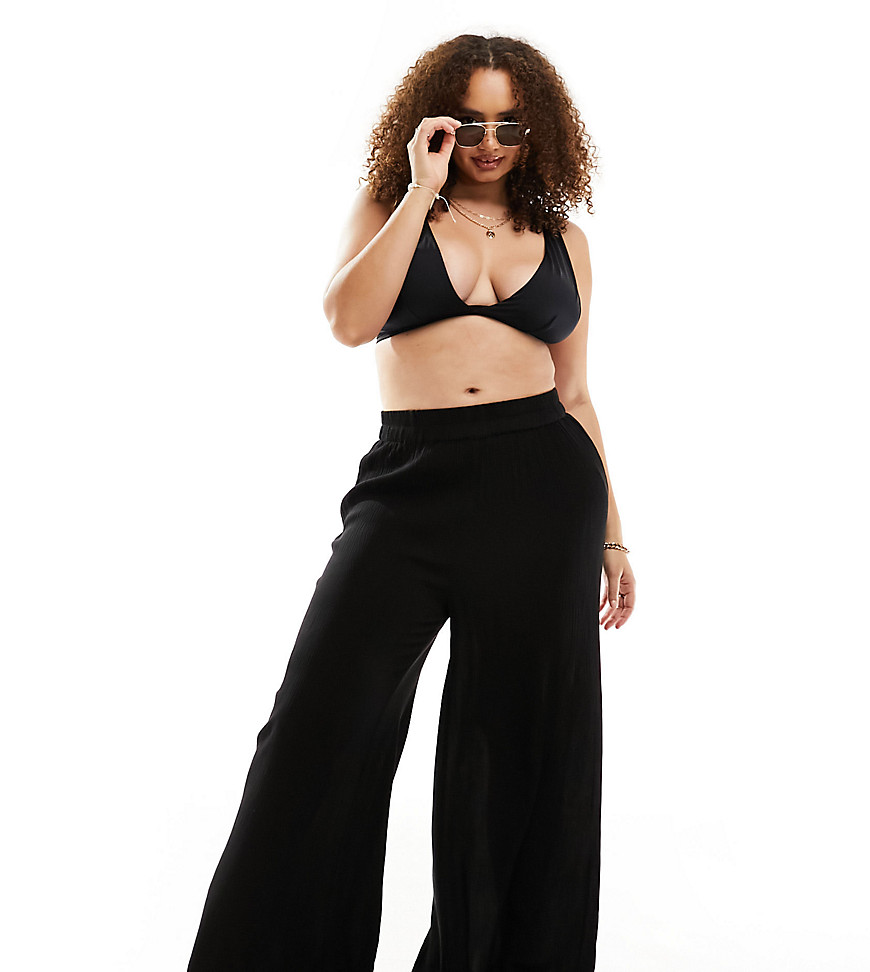 Southbeach curve oversized beach trousers in black