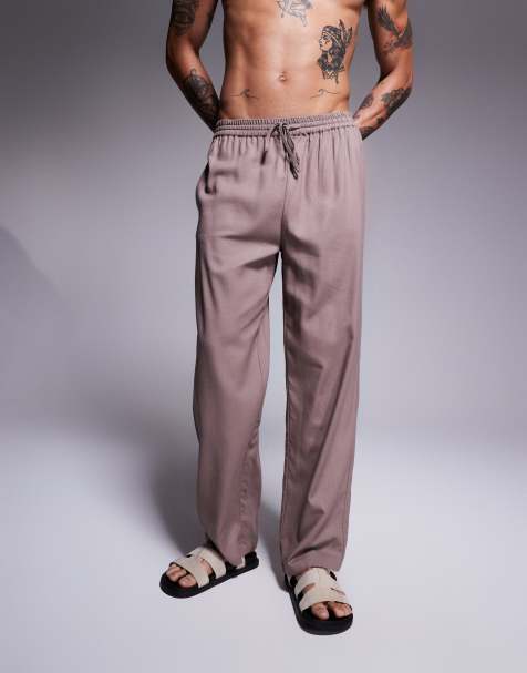 Southbeach linen blend beach trouser co-ord in taupe - view 1