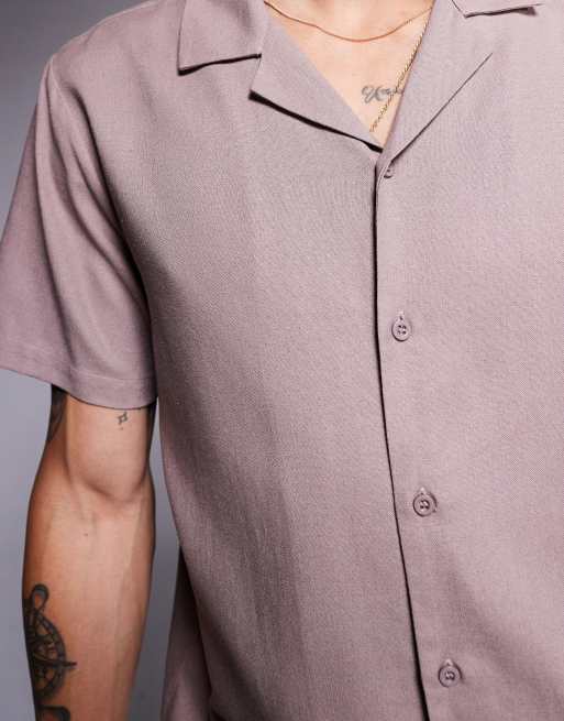 Southbeach linen blend short sleeve beach shirt co-ord in taupe, 2 of 4