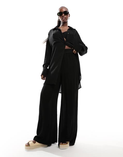 Southbeach oversized beach trousers in black - view 1