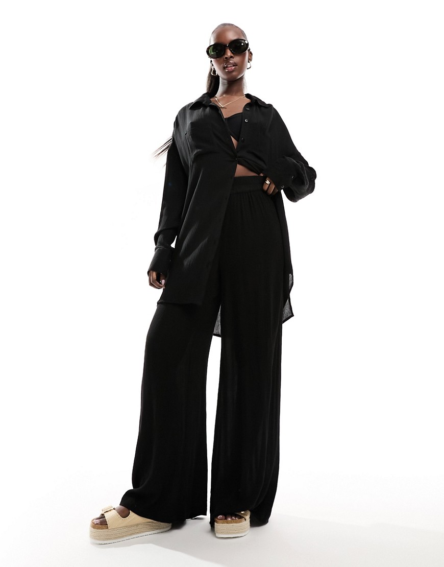 Southbeach oversized beach trousers in black
