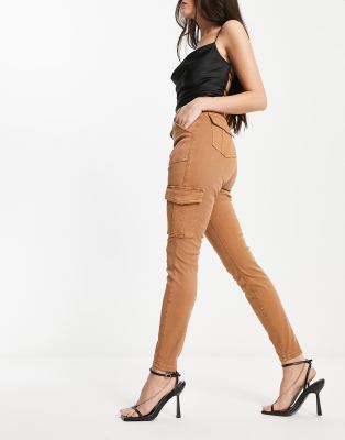 Spanx - Cargohose in Beige mit engem Schnitt und hohem Bund-Neutral