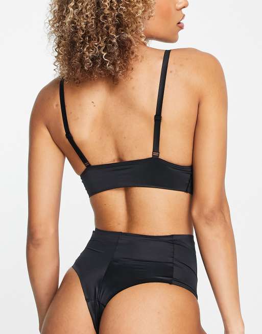 Spanx contouring Satin longline triangle bralette in black