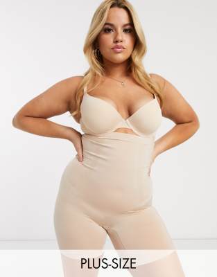 Spanx Curve Oncore high-waisted mid-thigh super firm shaping short in beige-Neutral