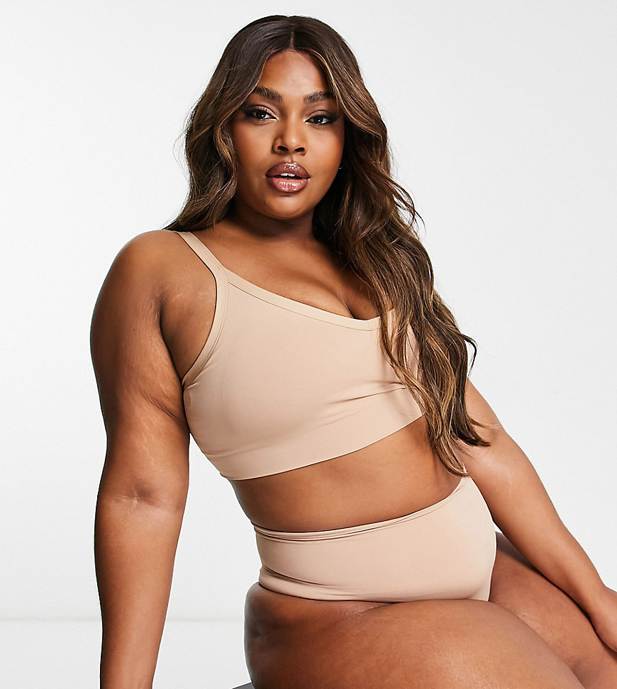 spanx curve - seamless shaping - beige, lång bralette med smala axelband-naturlig