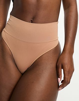 Spanx everyday shaping thong in beige - ASOS Price Checker