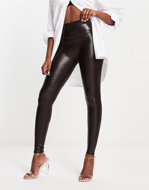 Spanx faux leather croc legging in black