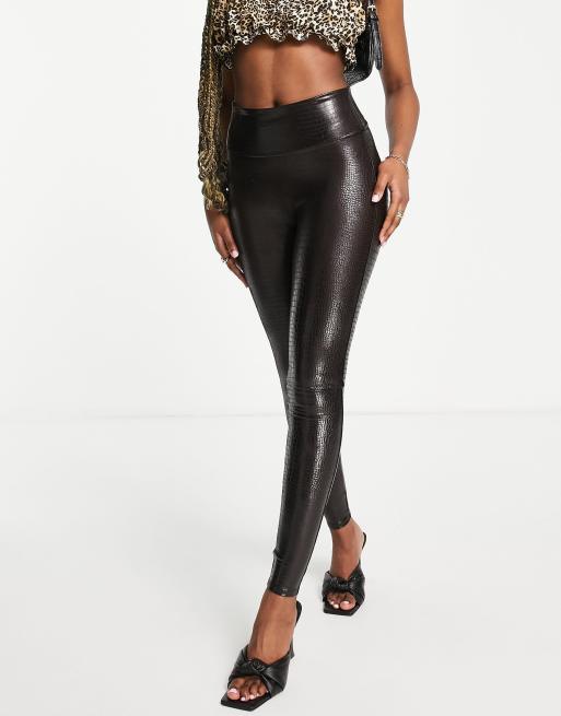 Spanx faux leather croc legging in black