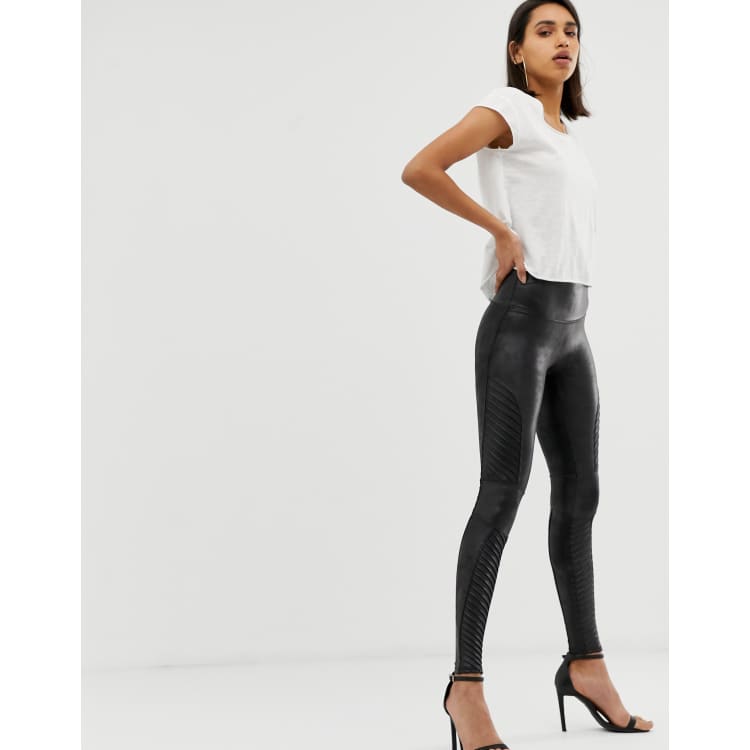 Spanx Women's Faux Leather Moto Leggings Very Black