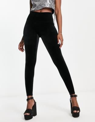 Spanx - Figurformende Samt-Leggings mit hohem Taillenbund-Schwarz