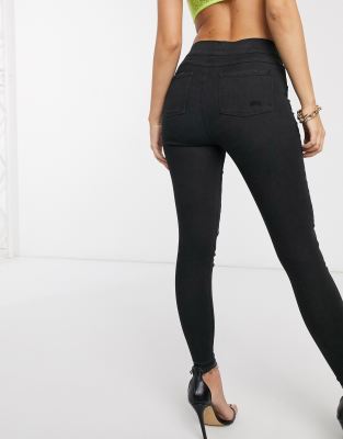 high waisted black distressed skinny jeans