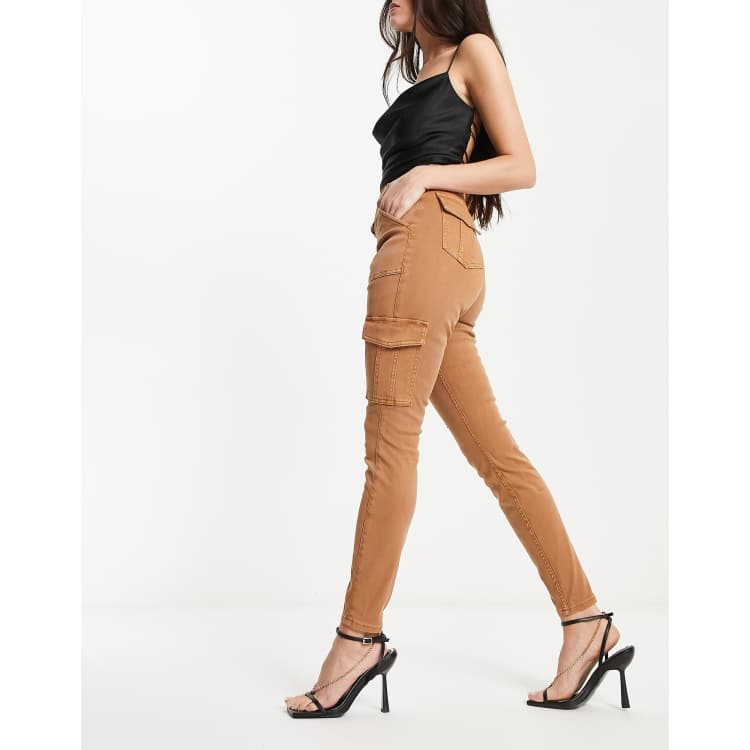 Spanx High Waist Skinny Cargo Pants In Beige