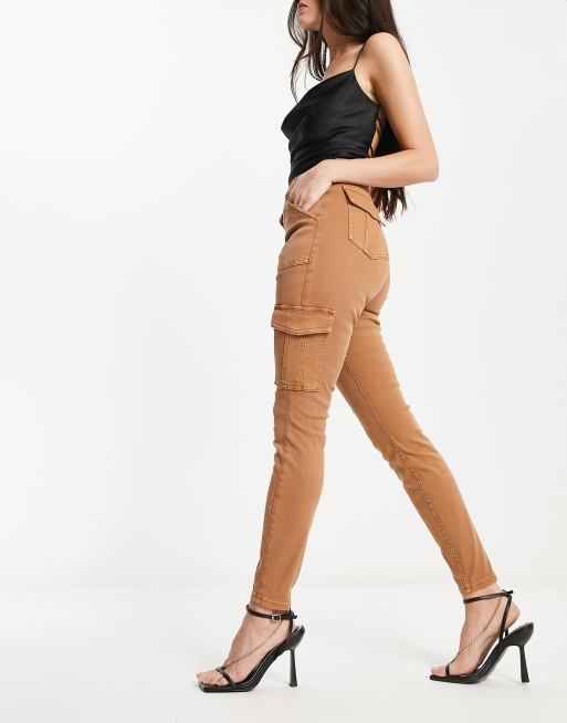 Spanx high waist skinny cargo pants in beige