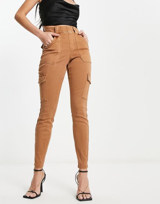 Spanx high waist skinny cargo pants in beige