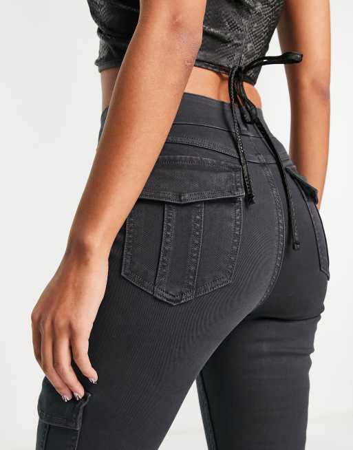 Spanx high waisted cargo pant in washed black