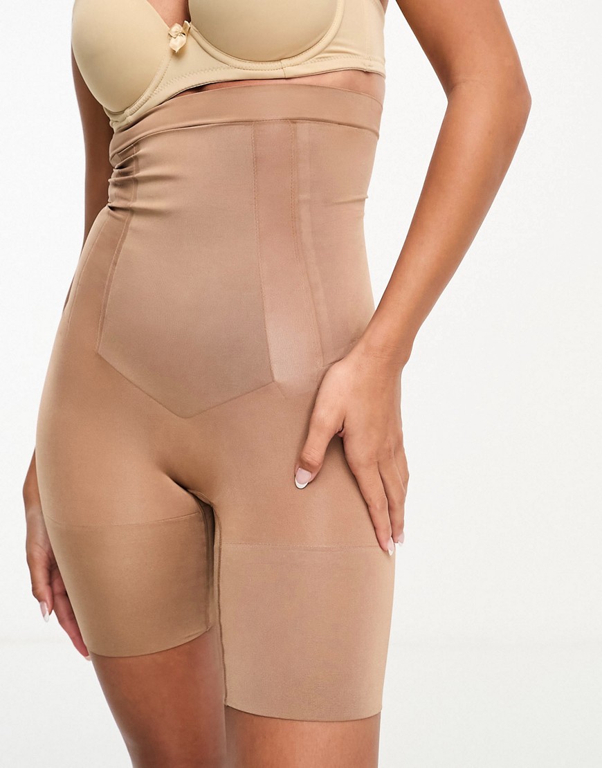 Spanx Oncore sculpting high-waist midthigh contouring short in cafe au lait-Neutral