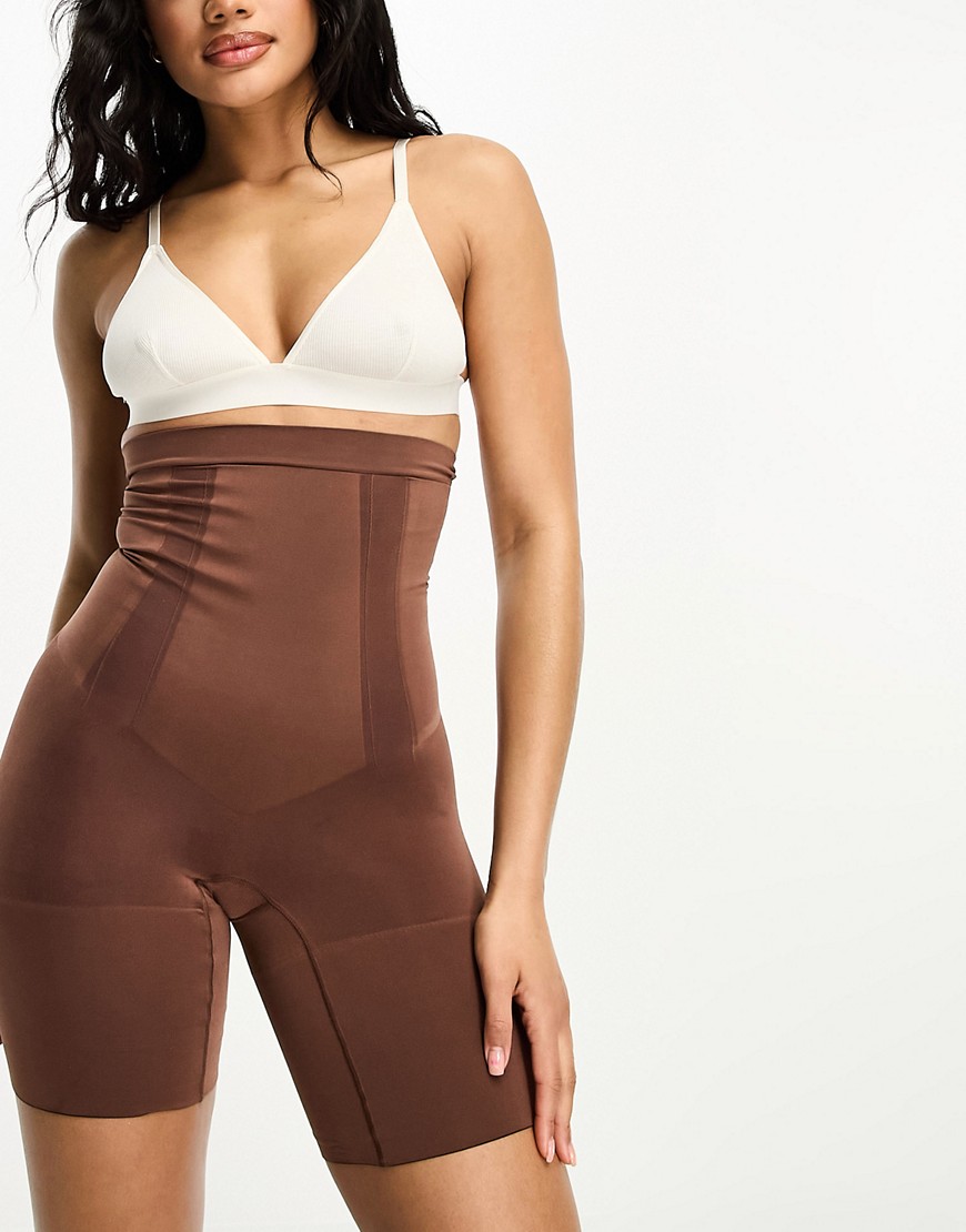 Spanx Oncore sculpting high-waist midthigh contouring short in chestnut brown