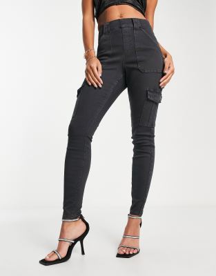 Spanx - Pantalon cargo taille haute - Noir délavé  | ASOS