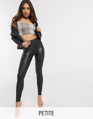 Spanx Petite Leather Look Biker legging With Contoured Power