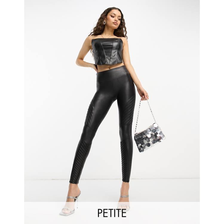 Petite Black Leather-Look Biker Leggings