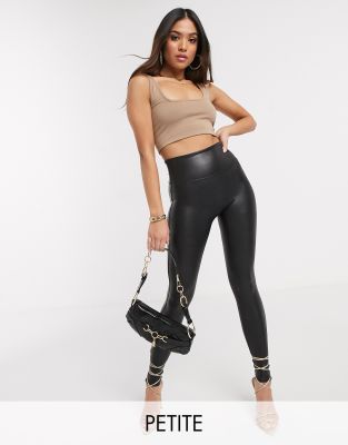 leather look petite leggings