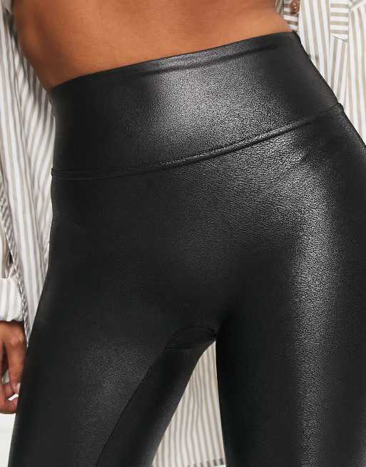 Spanx Petite Leather Look Biker Legging With Contoured Power Waistband In  Black for Women