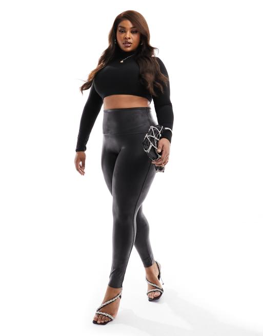 Spanx Plus Corrigerende legging met hoge taille van imitatieleer in zwart