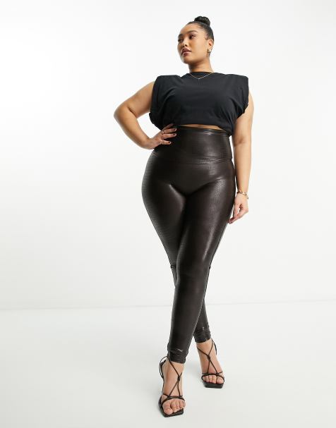 Spanx Plus faux leather croc leggings in black - view 1