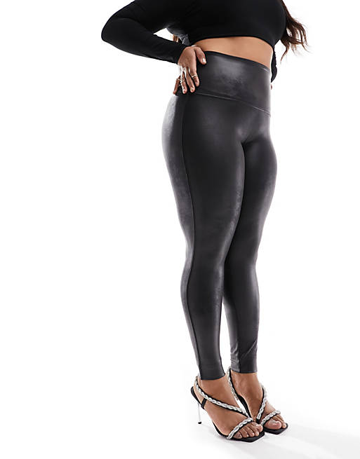 Spanx Plus faux leather high waist sculpting leggings in black