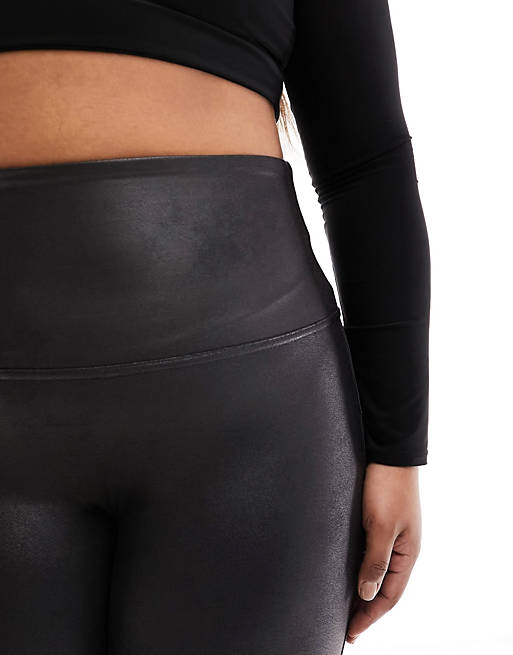 Spanx Plus faux leather high waist sculpting leggings in black