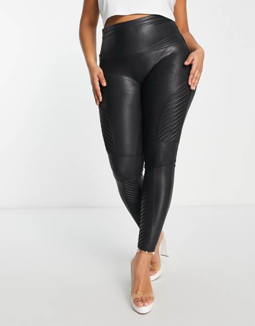 Spanx Plus faux leather moto leggings in black