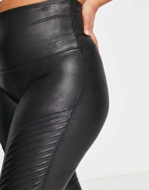 Spanx faux leather moto leggings in black