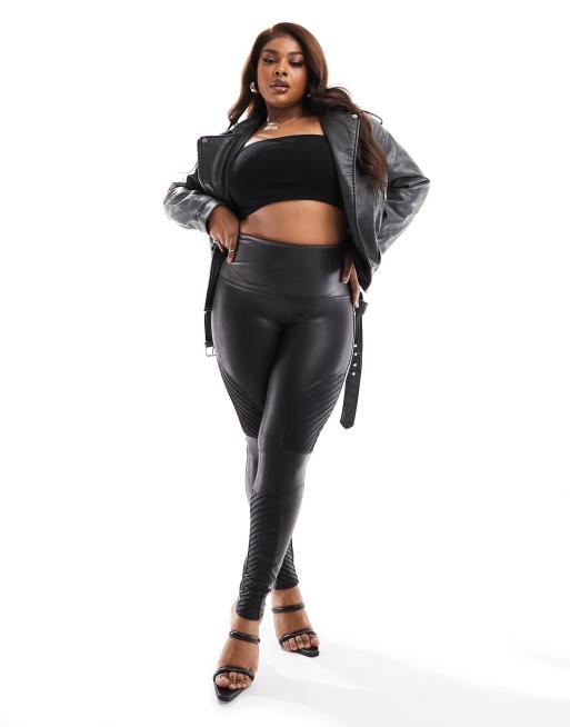 Spanx Plus faux leather moto leggings in black