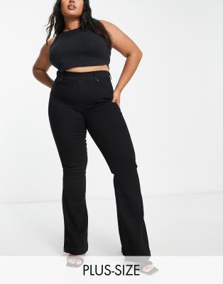 Spanx High-rise Flared Jeans In Black