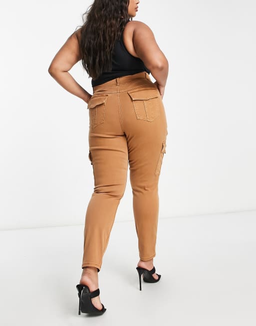 Plus size 2024 beige jeans