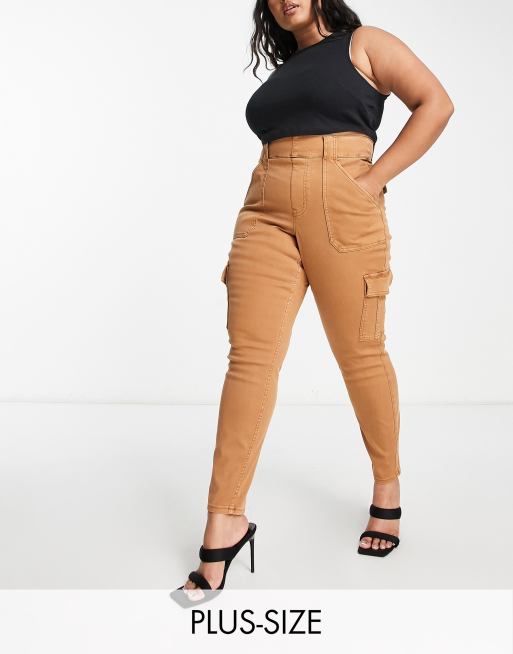 Spanx Plus high waist skinny cargo pants in beige