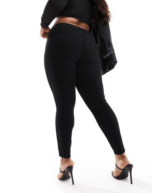 Spanx – Formende schwarze Samt-Leggings mit hohem Bund