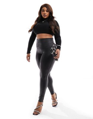 Spanx Plus faux leather high waist sculpting leggings in black - ASOS Price Checker