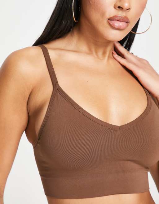 Spanx Seamless Shaping longline cami bralet in brown