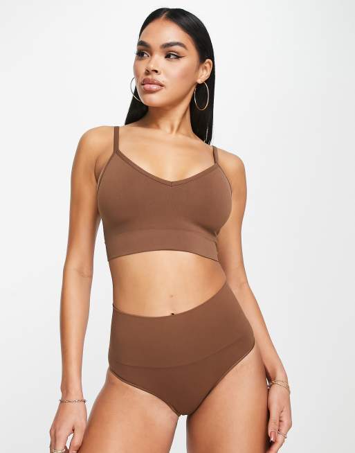 Spanx Seamless contouring longline cami bralette in brown ASOS