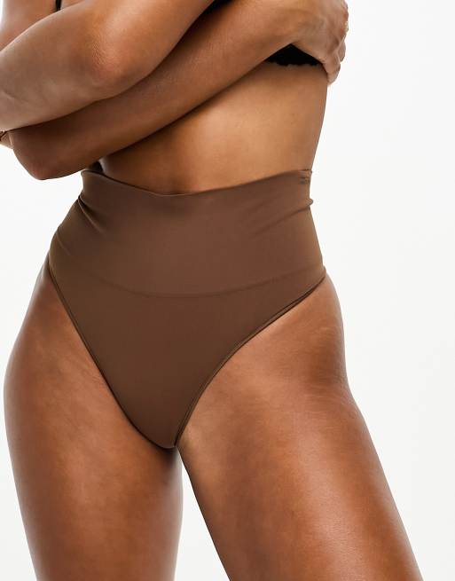 Sculpting Thong High Waist, Light Brown, 2X/3X