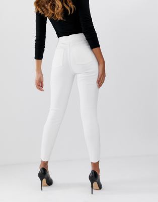 spanx white frayed jeans