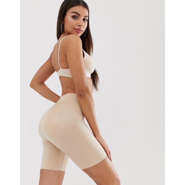 Spanx Shorts Shaping Satin Booty Lifting Mid Thigh Short Cafe au