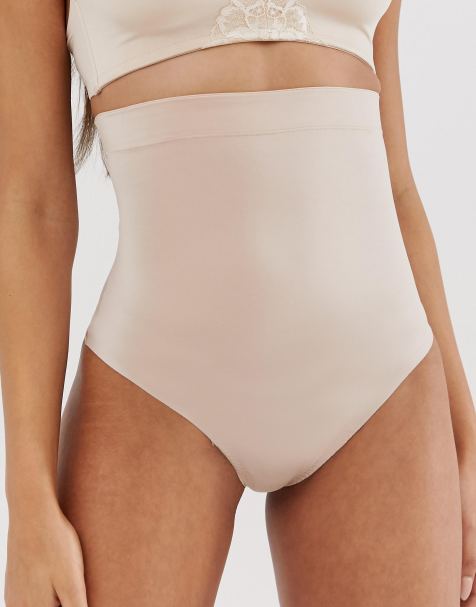 Spanx – Suit Your Fancy – Hoch geschnittener Bauch-weg-Tanga in Champagne Beige