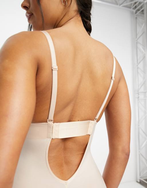 Spanx Suit Your Fancy low back thong smoothing bodysuit in beige