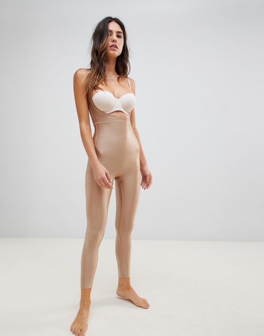 SPANX Women's Suit Your Fancy Open-Bust Catsuit Broadway Beige X-Large at   Women's Clothing store