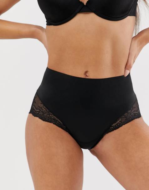 Spanx – Undie-tectable – Hochsitzender Hüftslip aus schwarzer Spitze