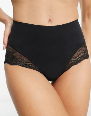 Spanx - Undie-tectable - Hochsitzender Spitzen-Hüftslip in Schwarz-Black