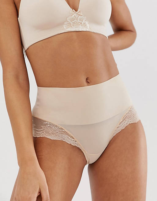 Spanx undie-tectable lace hi-hipster knickers in beige