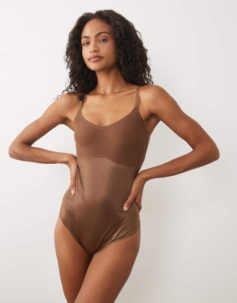 SPANXshape Invisible Shaping cami thong bodysuit in chestnut brown - view 1